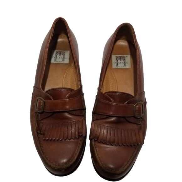 Cable & Co. Shoes Mens 9.5 Kiltie Loafers Brown Leather Made in Italy - Picture 3 of 9